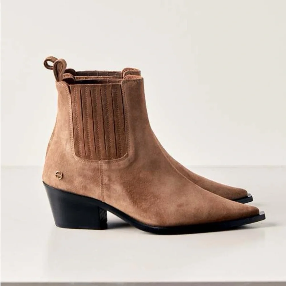 Anine Bing Suede Ankle Booties in Light Brown - Picture 3 of 6